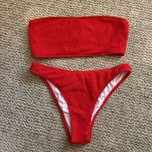 Red Strapless Bikini Set
